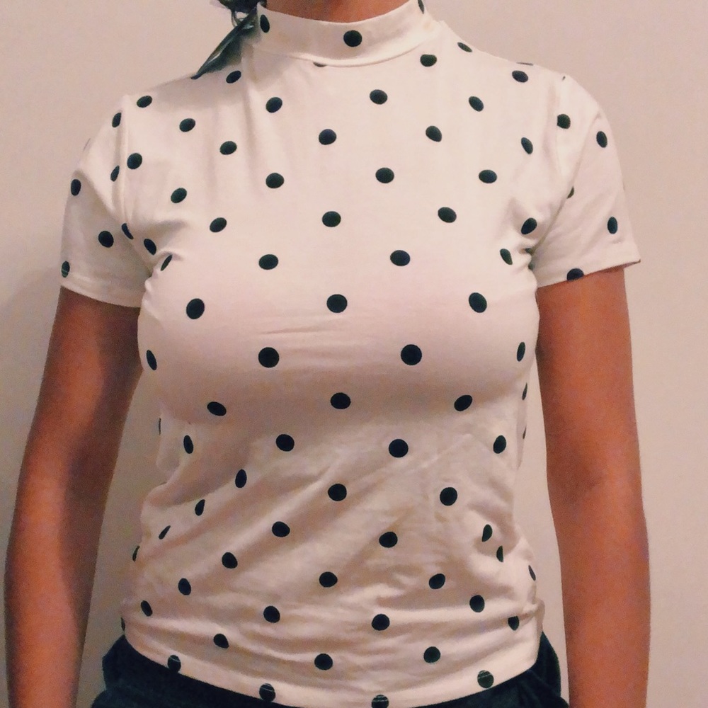 Forever 21 mock neck polka dot top!